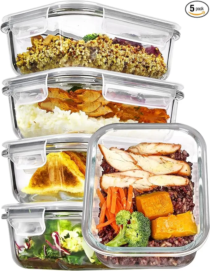 22oz Glass Meal Prep Container Set