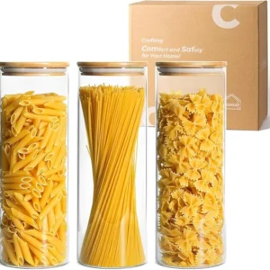 Glass Pasta Storage Jar Set